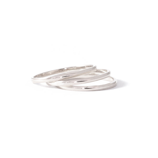 Polished Half Round Band In White Gold