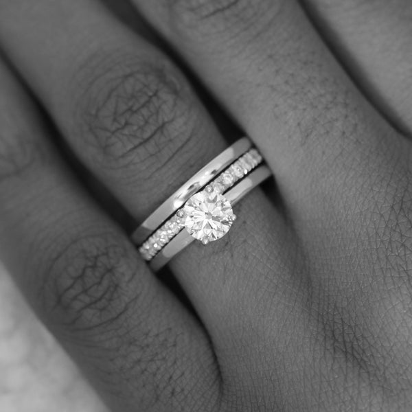 Polished Half Round Band In White Gold