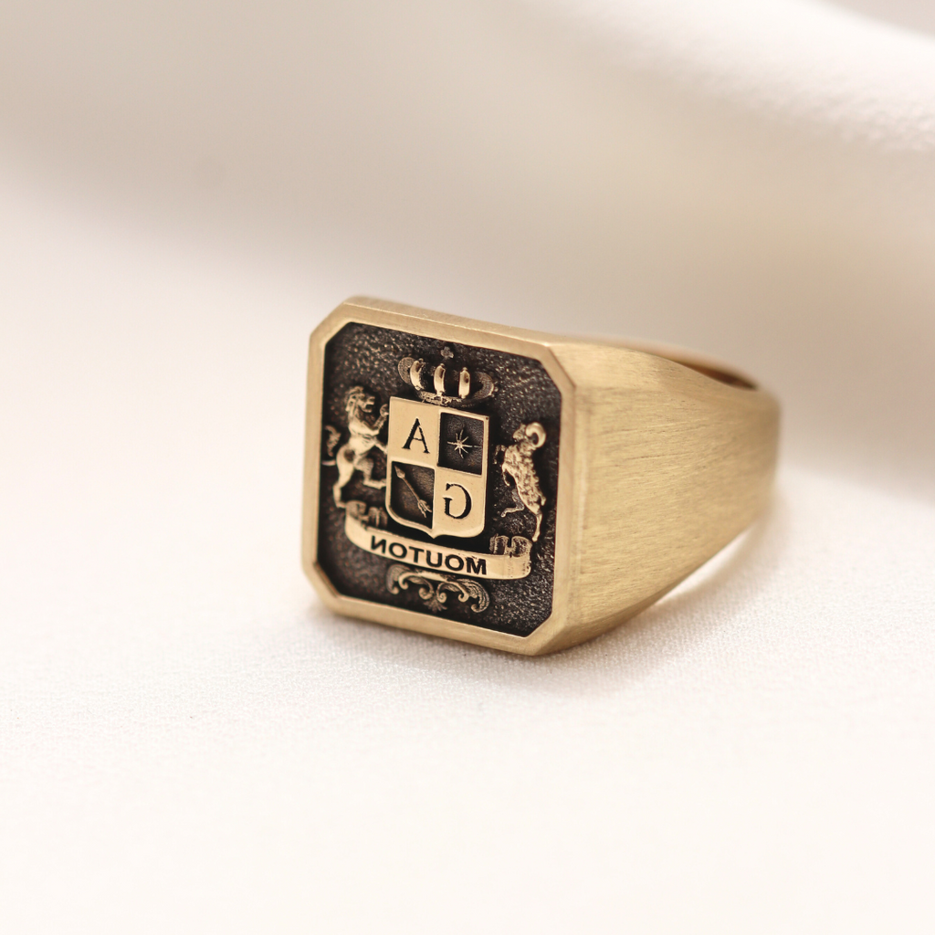 The Valiant – Angled Square Signature Ring In 9ct Yellow Gold