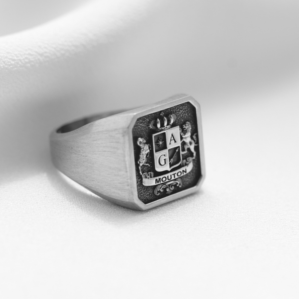 The Valiant – Angled Square Signature Ring In 9ct White Gold