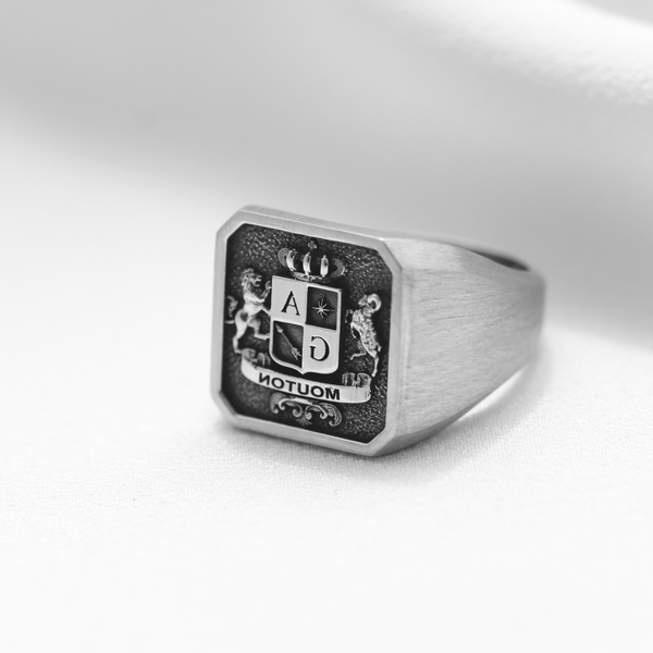 The Valiant – Angled Square Signature Ring In 9ct White Gold