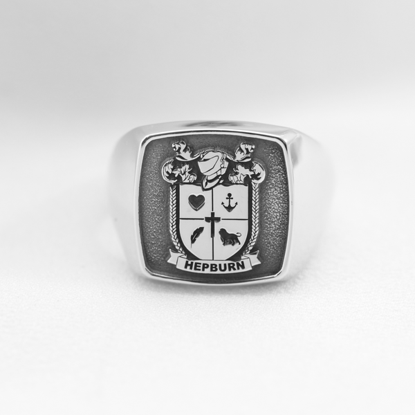 The Dominion – Rounded Square Signature Ring In 9ct White Gold