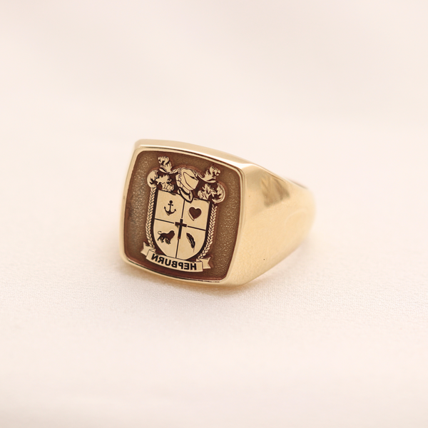 The Dominion – Rounded Square Signature Ring In 9ct Yellow Gold