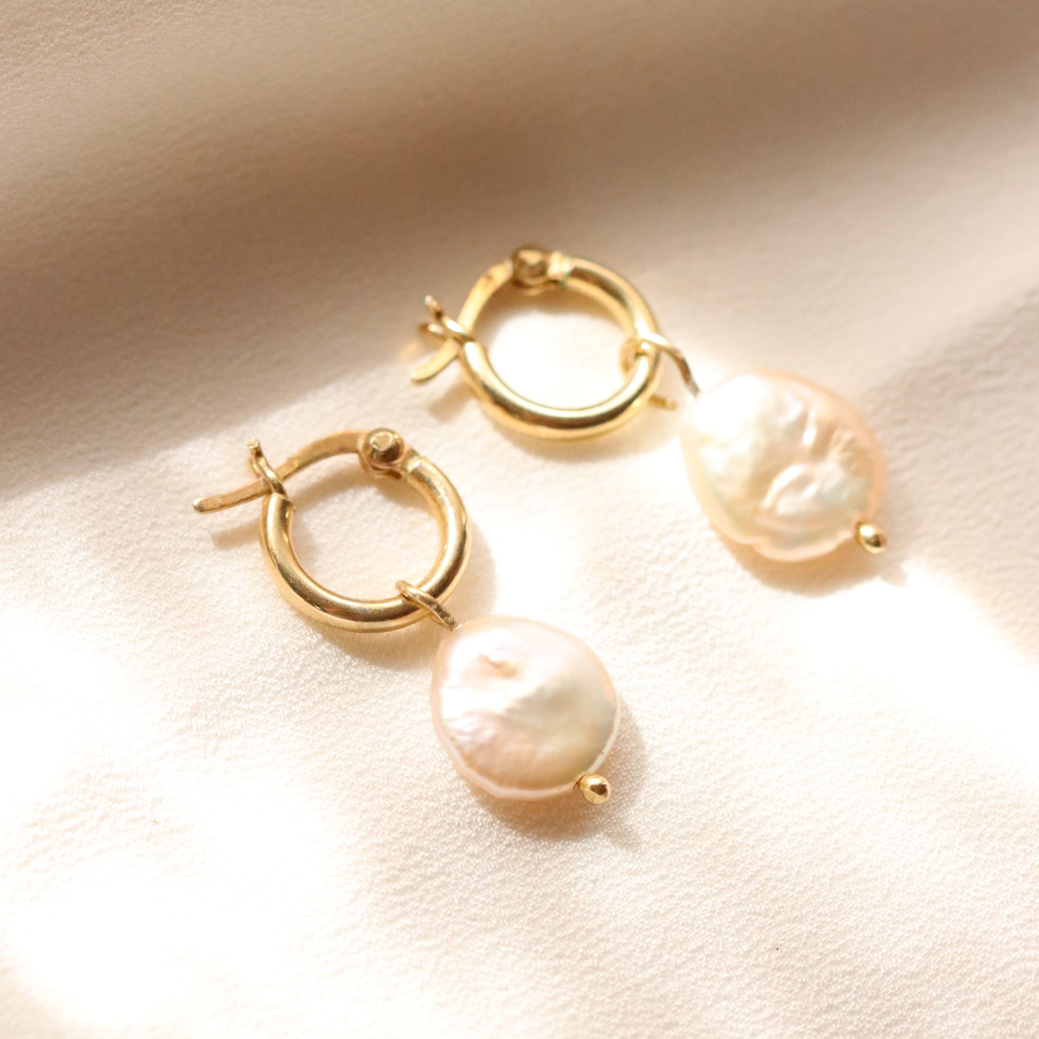 Small Baroque Pearl Earrings In Gold